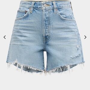 Agolde Parker long frayed jean shorts